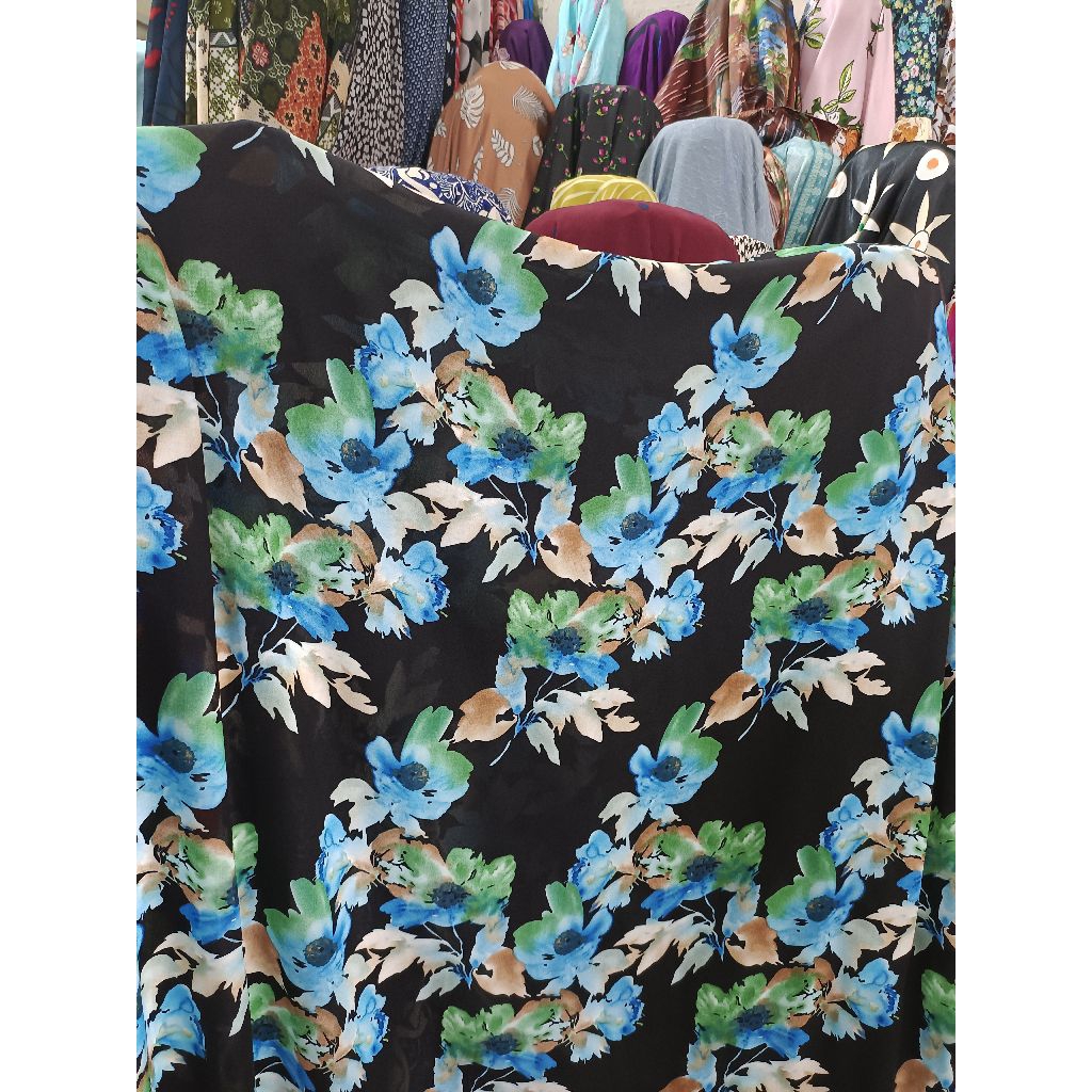 kain zara premium motif bunga - kain zara crepe meteran - kain ceruty zara original - kai ceruti ter
