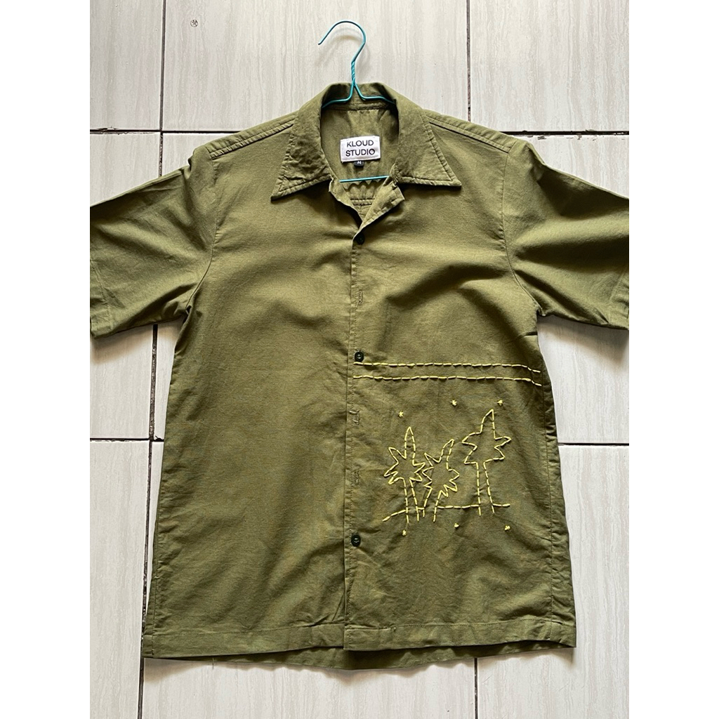 KLOUD STUDIO SUMMER HAWAII OLIVE SHIRT kemeja polo kerja santai kasual pria