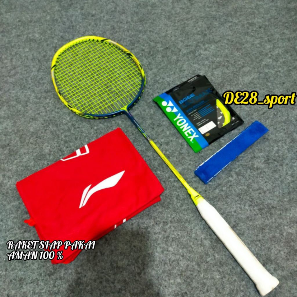 Raket Badminton Li-ning Aeronaout Bulutangkis lining AERONAUT 9000 Drive Tarikan 32 lbs siap pakai d