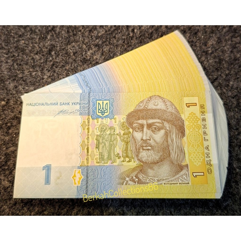 Koleksi uang 1 Hryvnia negara Ukraina UNC Gress