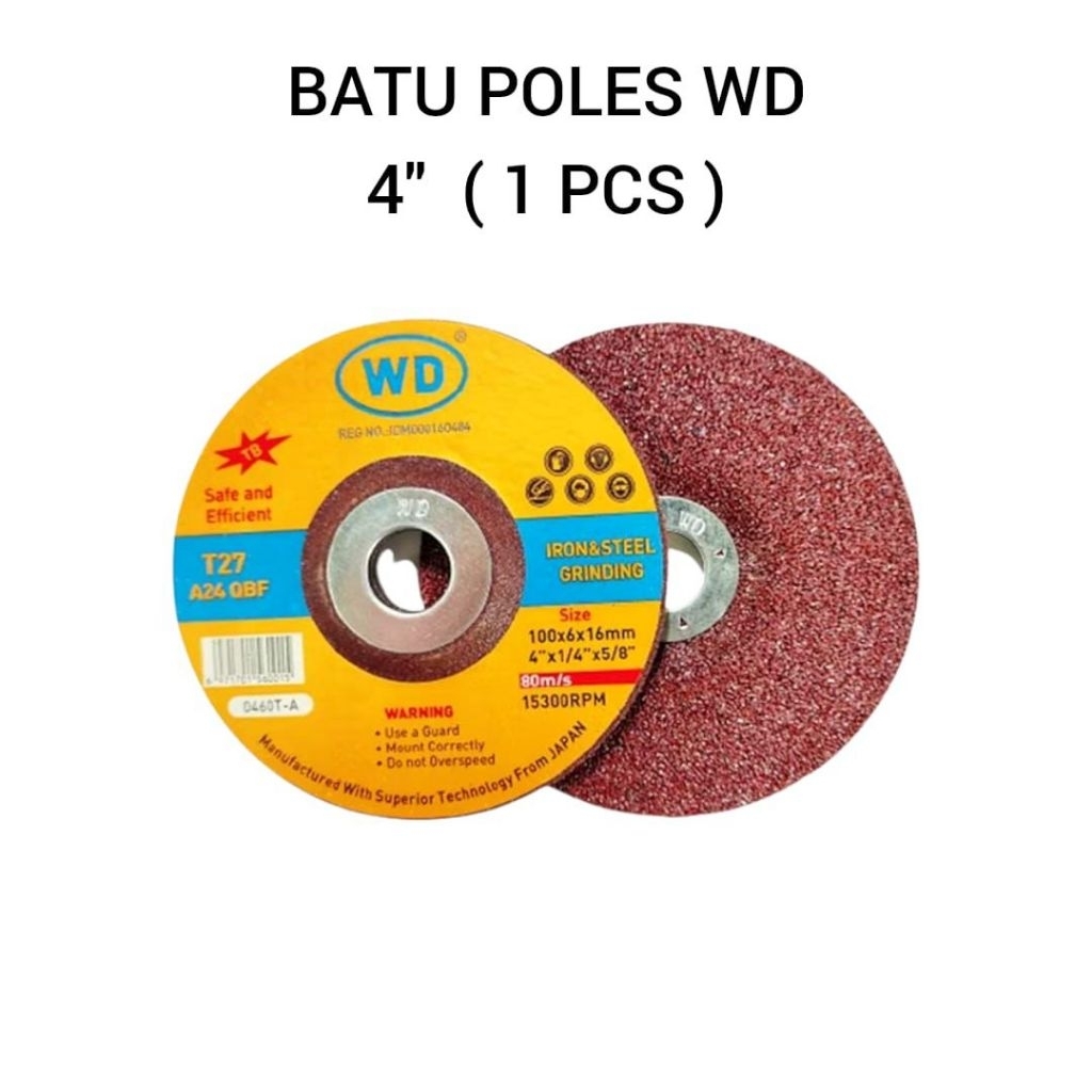 WD Batu Gerinda 4" Mata Gurinda Poles Asah Besi Baja 4 inch ( harga 1 biji )
