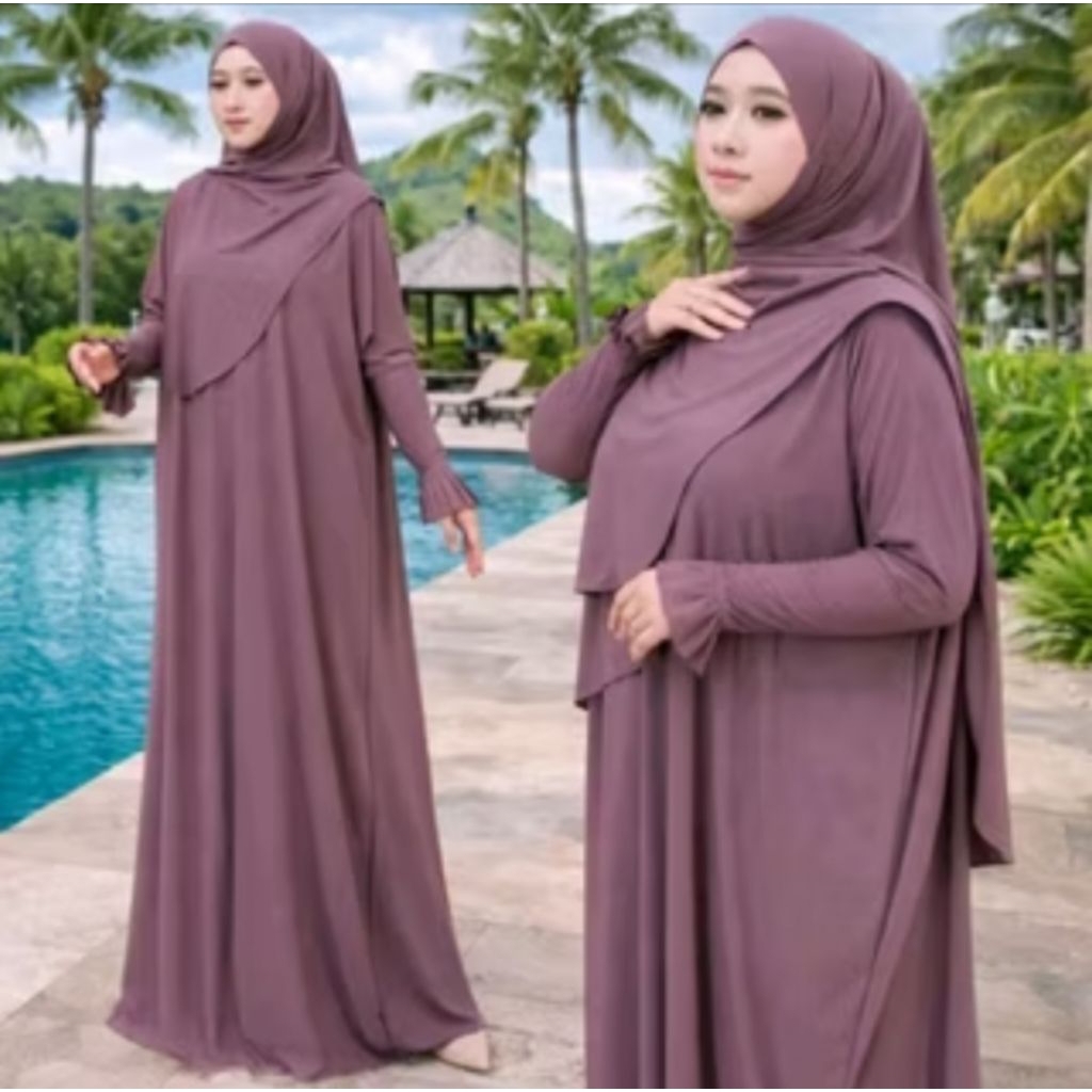 MYG FASHION Gamis Abaya MEDINA Set Hijab Syar'i Wanita Muslimah Jersey Premium
