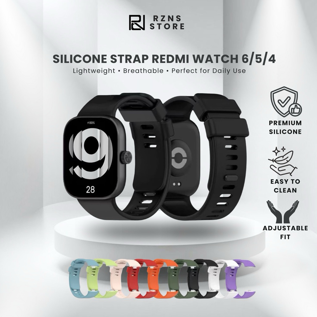RZNS Silicone Strap Redmi Watch 6 / Watch 5 / Watch 4 Mi Band 9 Pro 8 Pro Polos Solid Tali Jam Xiaom