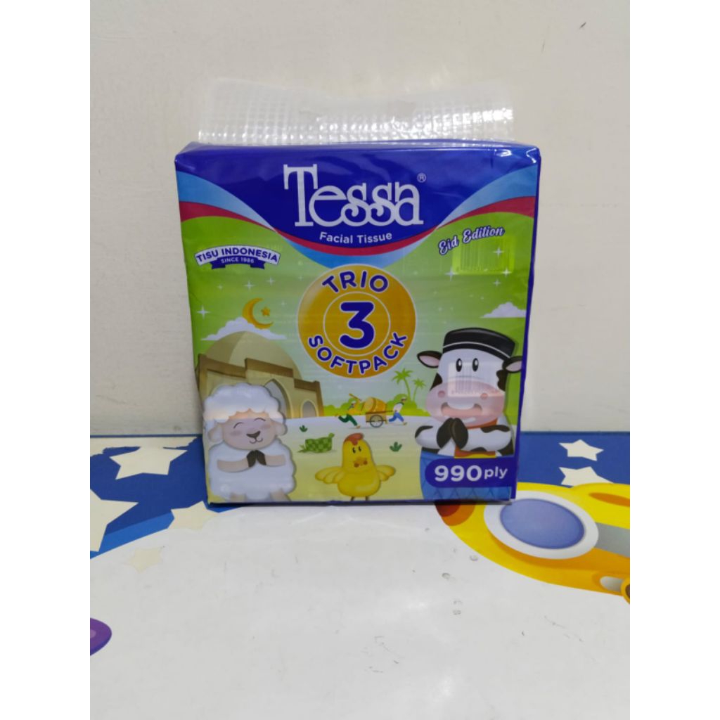 3 Pc Tisu Tessa Trio Facial Softpack 330Ply 3Ply Tissue Wajah