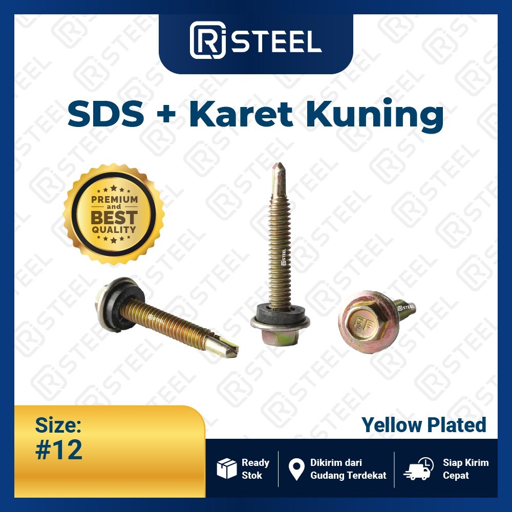 RJ Steel SDS + Karet/ Skrup Roofing #12/ Baut Atap Baja Ringan