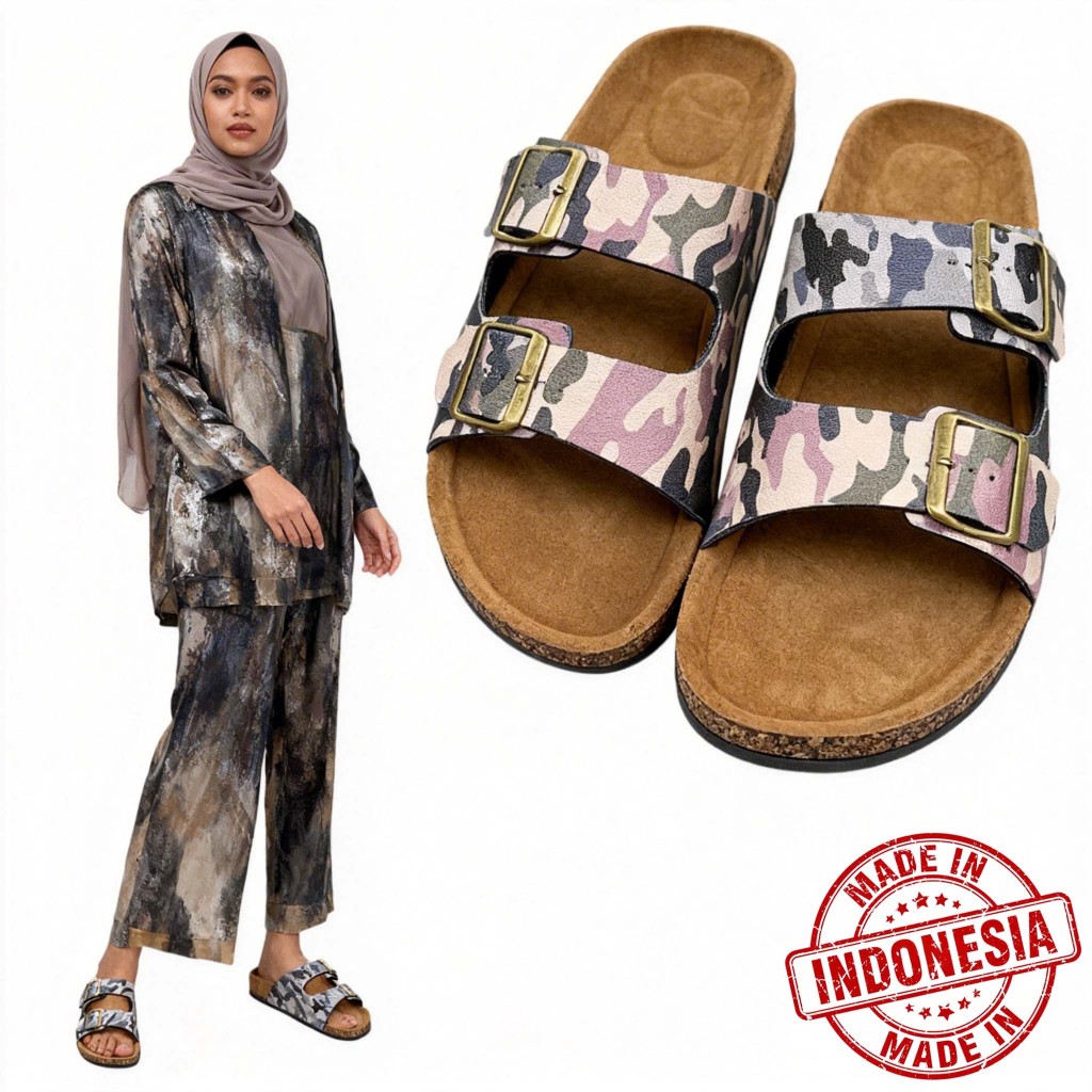 Yutu - Sendal Karet Kekinian Sandal Wanita Kulit Flat Sendal Kulit Sandal Flat Outdoor Pria Wanita