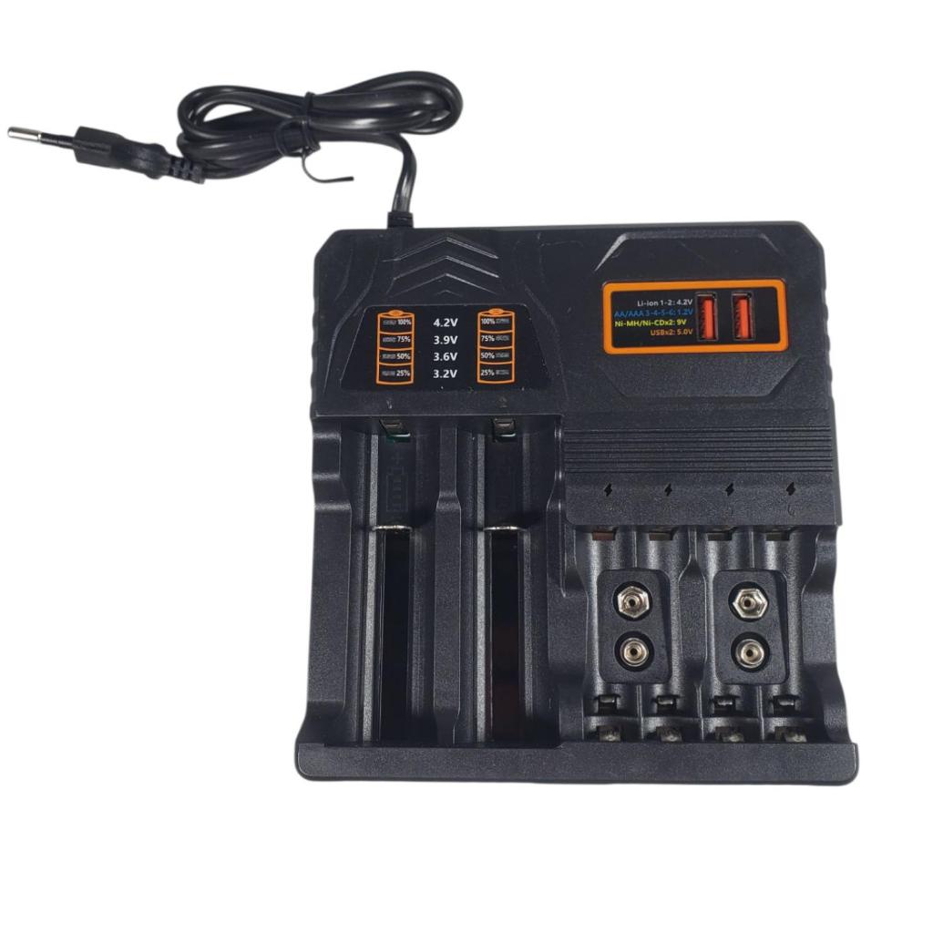 Charger Baterai 8 Slot AA AAA 18650 Dual USB