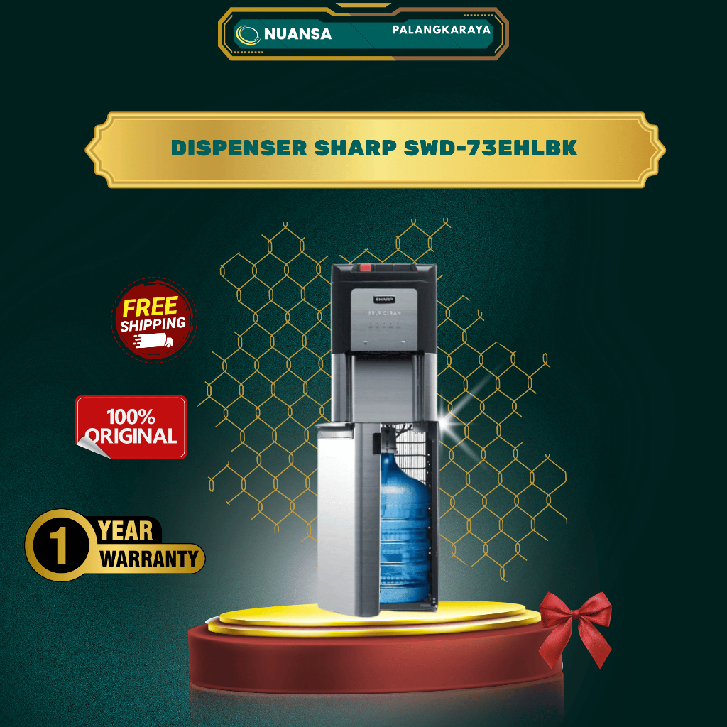SHARP DISPENSER SWD-73EHLBK- SHARP GALON BAWAH 3 KRAN DISPENSER PANAS, NORMAL DAN DINGIN