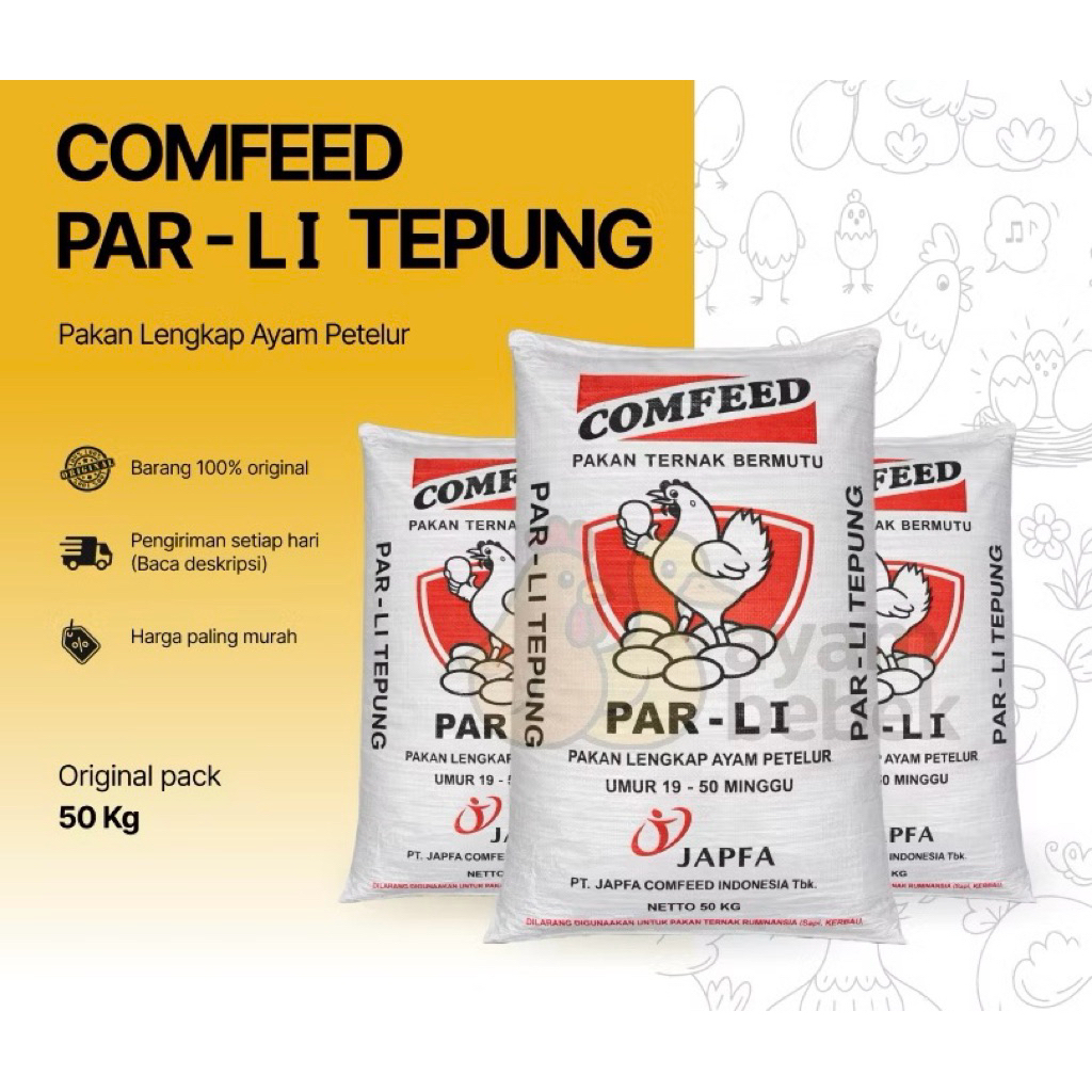 1 SAK 50 KG COMFEED PAR L1 Tepung - Pakan Lengkap Ayam Petelur Umur 19–50 Minggu | Old Farm