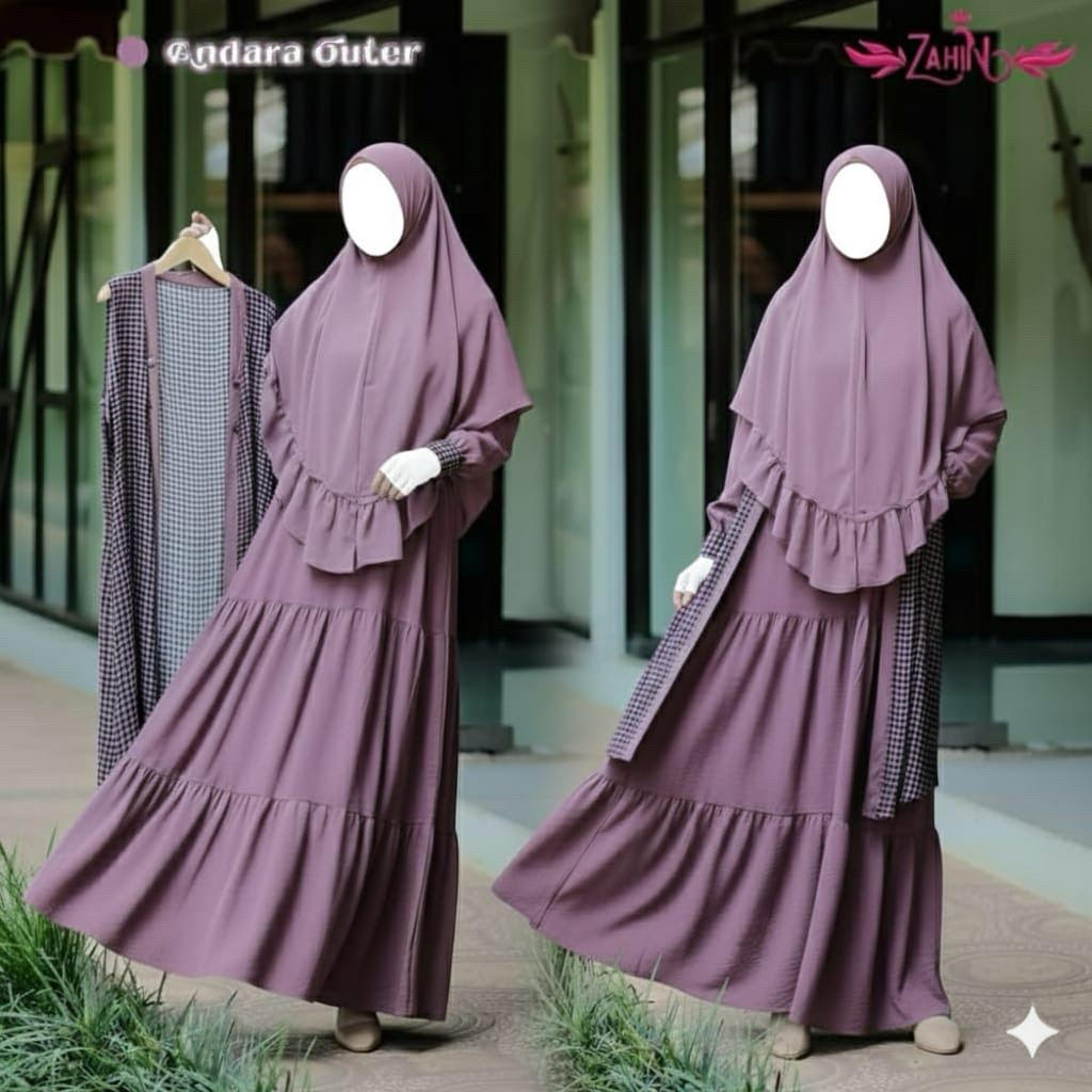 Gamis 2in1 Dress Outer Busui Friendly