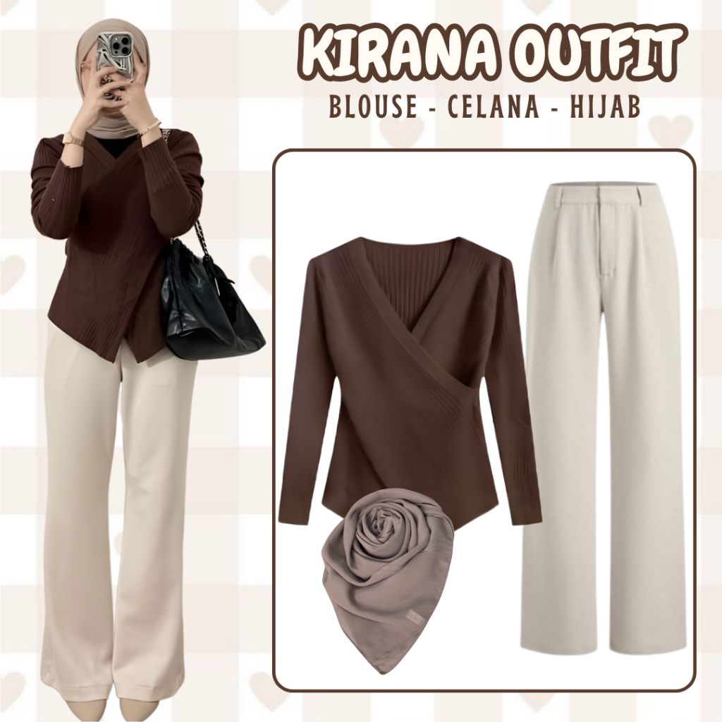 DaisyChic & Co - one set 3in1 Remaja Kekinian ( Blouse, Celana Knit, Hijab ) Setelan Hangout - DC105