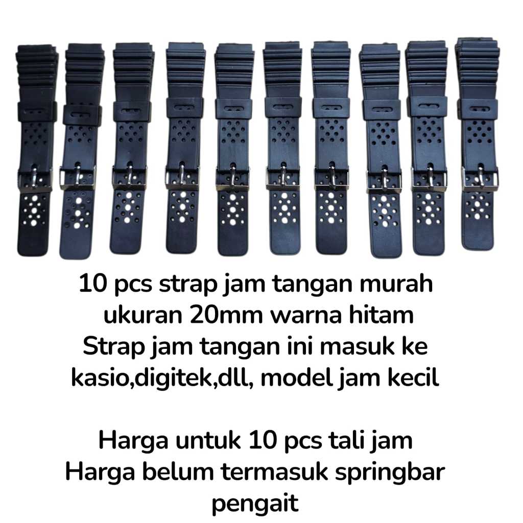 ( 10 PCS ) strap jam tangan CASIO MODEL BOLONG BOLONG tali jam tangan murah 20 MM