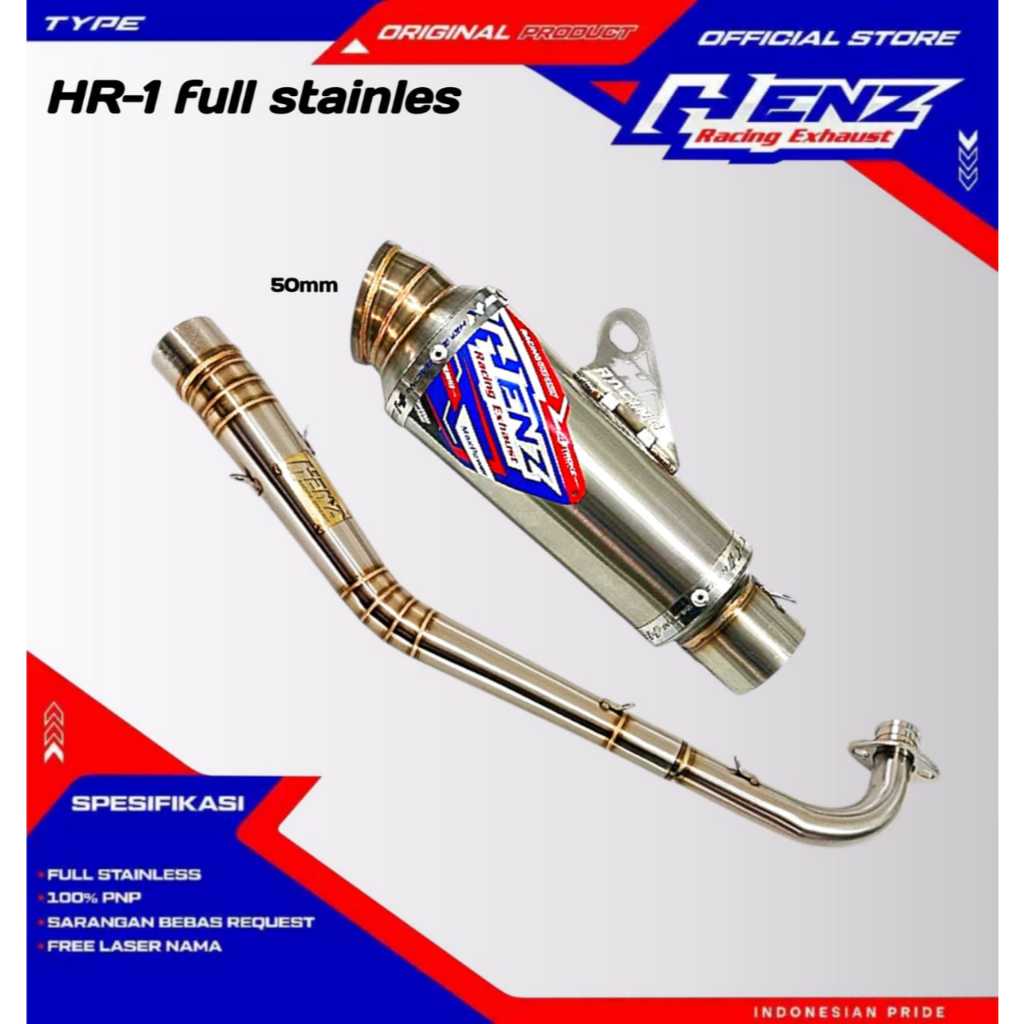 Kenalpot leher samping SUPRA125/KHARISMA HR-1 & HR-2 Henz Racing Exhaust