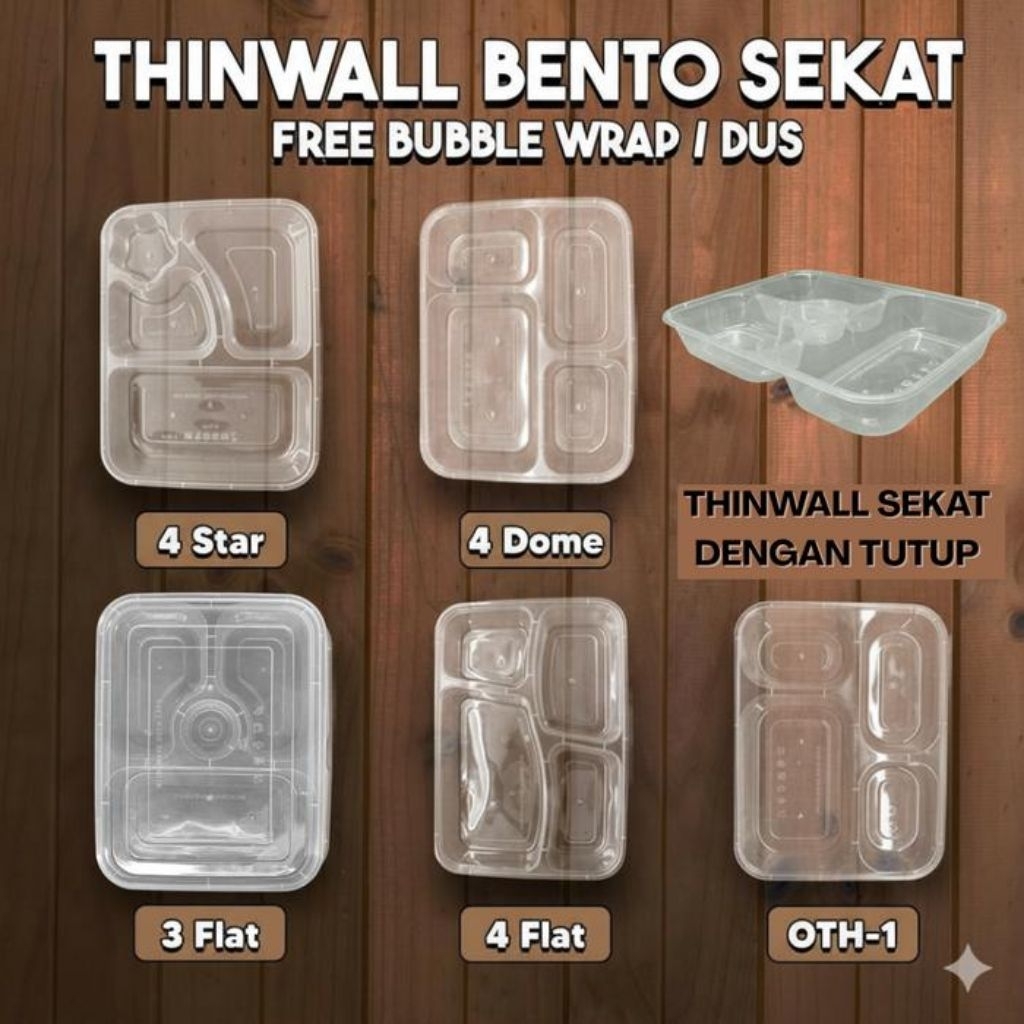 THINWALL BENTO SEKAT 4 DOME VICTORY + TUTUP/THINWALL BENTO ULANG TAHUN ISI 25 SEKAT 4