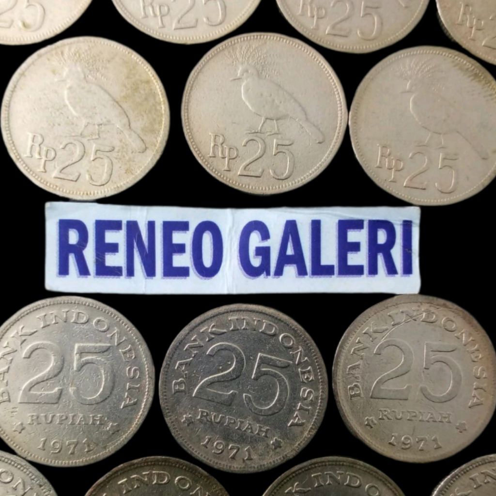 uang kuno 25 Rupiah Merpati tahun 1971 Asli VF cuci duit koin logam lama Rp burung dara Mambruk mahk