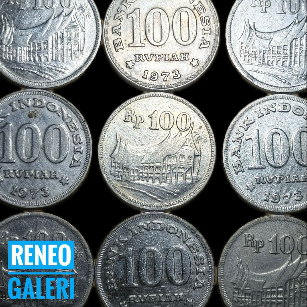 100 Rupiah Tebal Tahun 1973 asli VF cuci Rp Rumah Gadang Uang Koin Kuno Logam Indonesia duit lama or