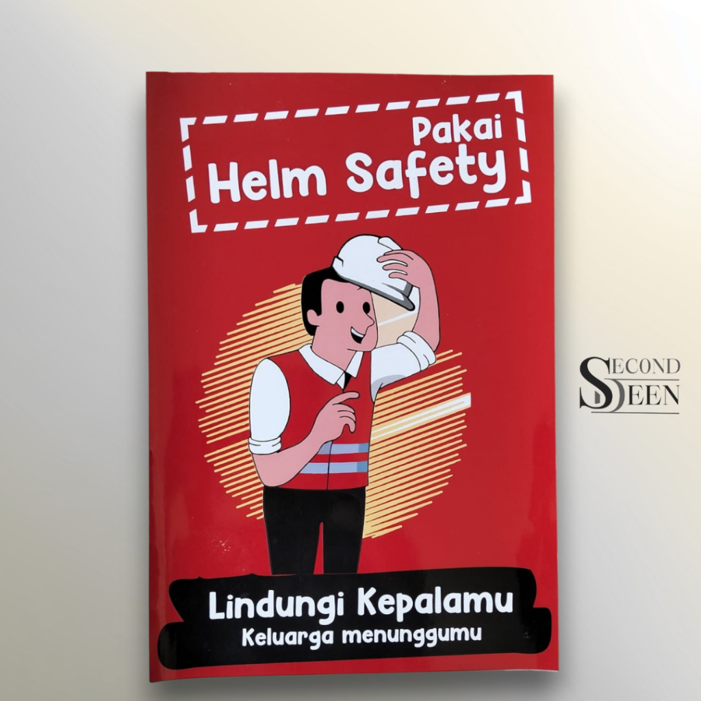 Poster “Pakai Helm Safety” – Edukasi Keselamatan Kerja & K3 untuk Pabrik, Konstruksi & Workshop