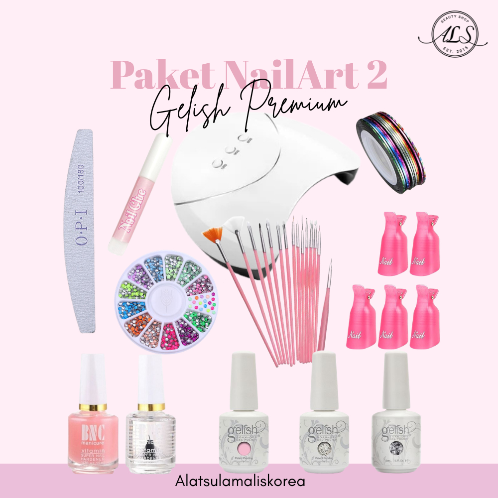 PAKET NAIL ART GEL 4WARNA LENGKAP / PAKET USAHA NAIL ART LENGKAP / PROFESIONAL NAIL ART SET GELISH