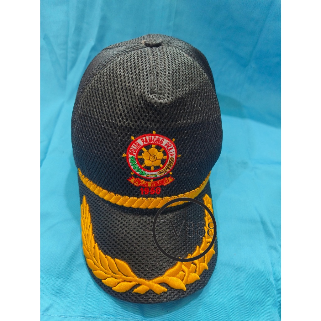 Topi Jaring POLPP Gol IV (Padi Kapas List) - Topi POLPP - Topi Jaring POLPP Padi Kapas List Hitam