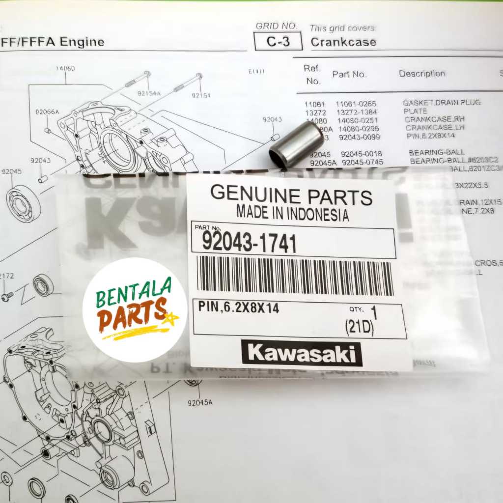 PIN BOSH CRANKCASE BAK KOPLING DAN MAGNET KLX 150 KLX 140 ORIGINAL KAWASAKI