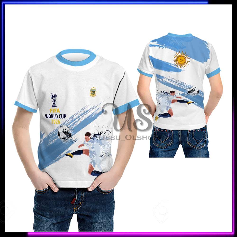 Baju Bola Anak Argentina / Jersey Anak Sepak Bola Argentina Piala Dunia Terbaru 2026 Custom nama
