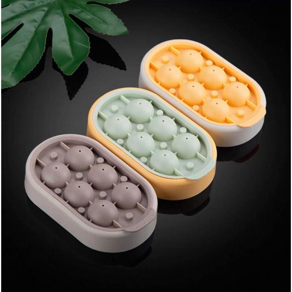 DABBO - Cetakan Es Batu Silikon Bulat Mini Dengan Tutup Ice Cube Mold