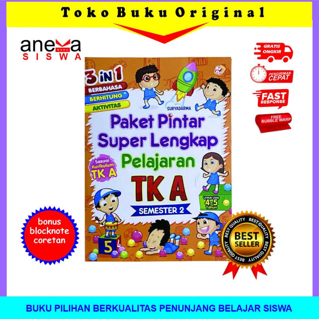 Paket Pintar Super Lengkap Pelajaran TK A SEMESTER 2 || Buku Sekolah Anak TK A  / Skill Anak TK A da