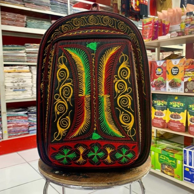 Tas Ransel Jumbo Bordir Aceh Prada Metalic