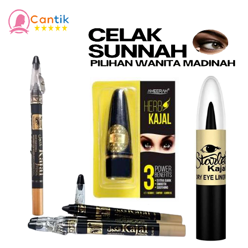 Celak Arab Waterproof Original | Eyeliner Kajal Tahan Air & Tahan Lama | Hitam Pekat Natural Halal
