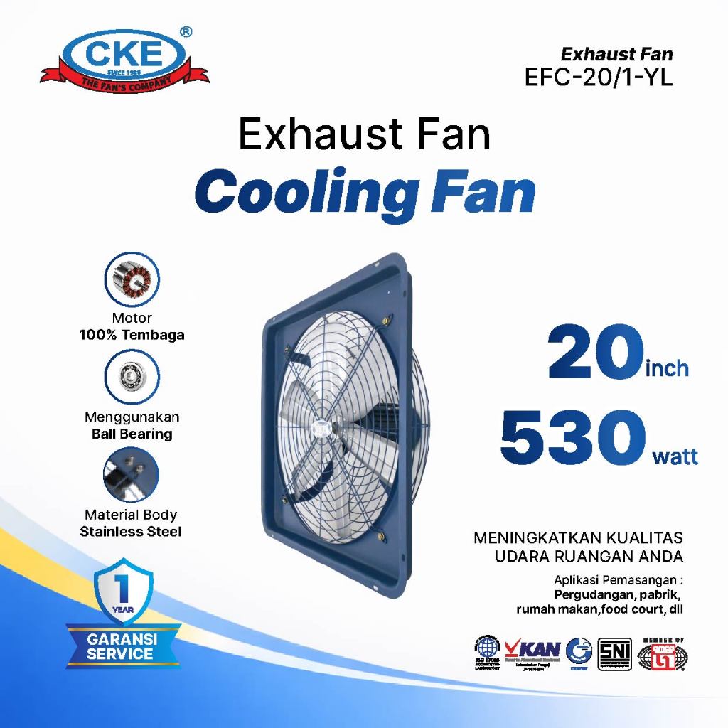 CKE Exhaust Cooling Fan 20 Inch Kipas Angin Tembok Dinding Industri 20" Ventilasi Udara 220V