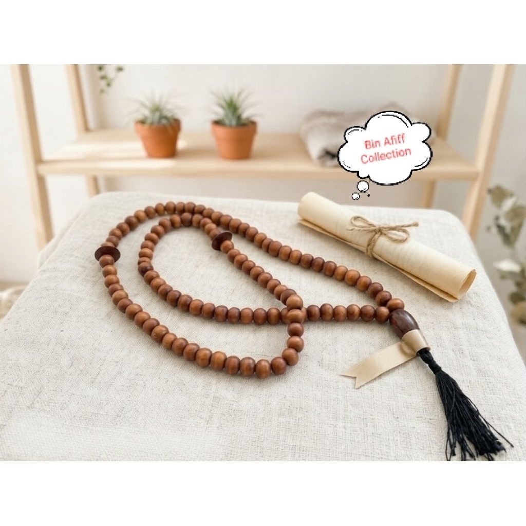 Tasbih Kayu 99 Butir Ukuran Besar | Kalung Tasbih Jumbo