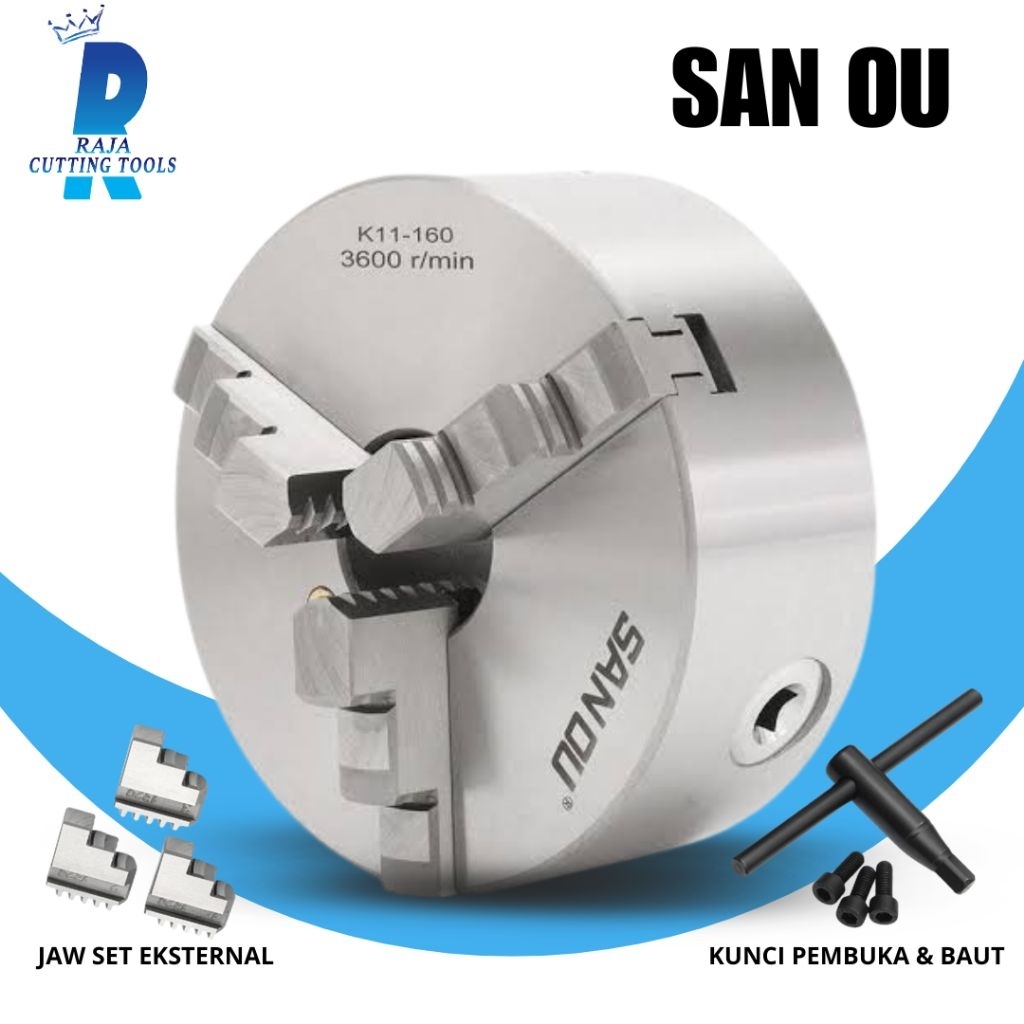 Chuck Bubut 6in SanOu 3Jaw - Claw Bubut K11 160 SanOu