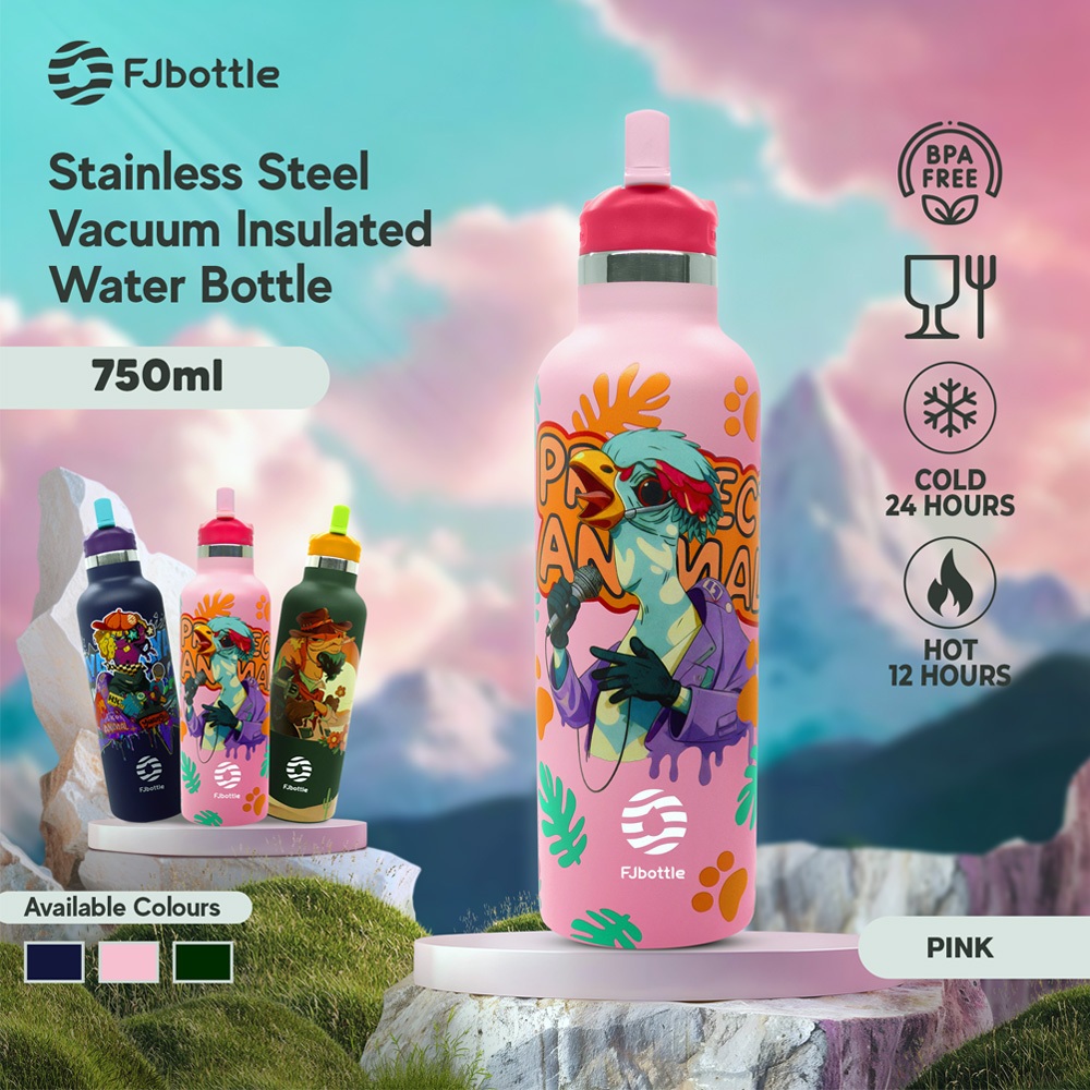FJBottle - SR2100 Botol Minum Stainless Steel Vacuum Insulated 750ml Tumbler Sedotan Flip-Top BPA Fr