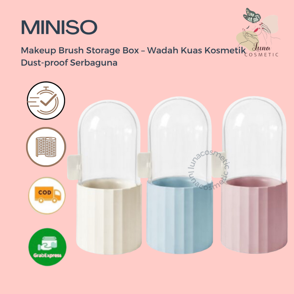 Miniso Makeup Brush Storage Box – Wadah Kuas Kosmetik Dust-proof Serbaguna