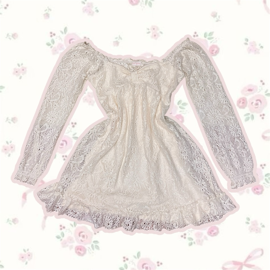 Liz Lisa White Brocade Mini Dress Kawaii Himekaji Vintage