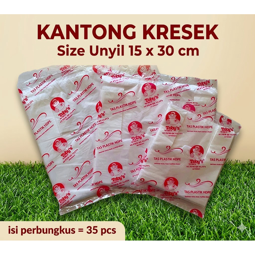 Tobys Kresek size 15 (unyil) | Kantong Kresek Tanggung dan Besar | Kresek HDPE | Kresek Bening Trans
