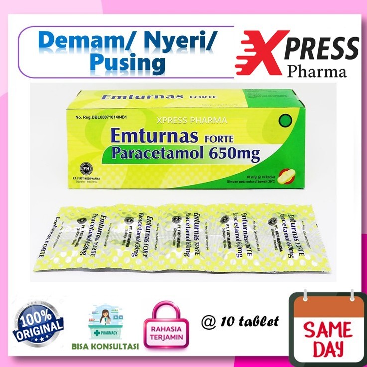XPRESS  Emturnas Forte 650mg STRIP Tablet Obat Demam Nyeri Pusing Paracetamol Parasetamol Zk