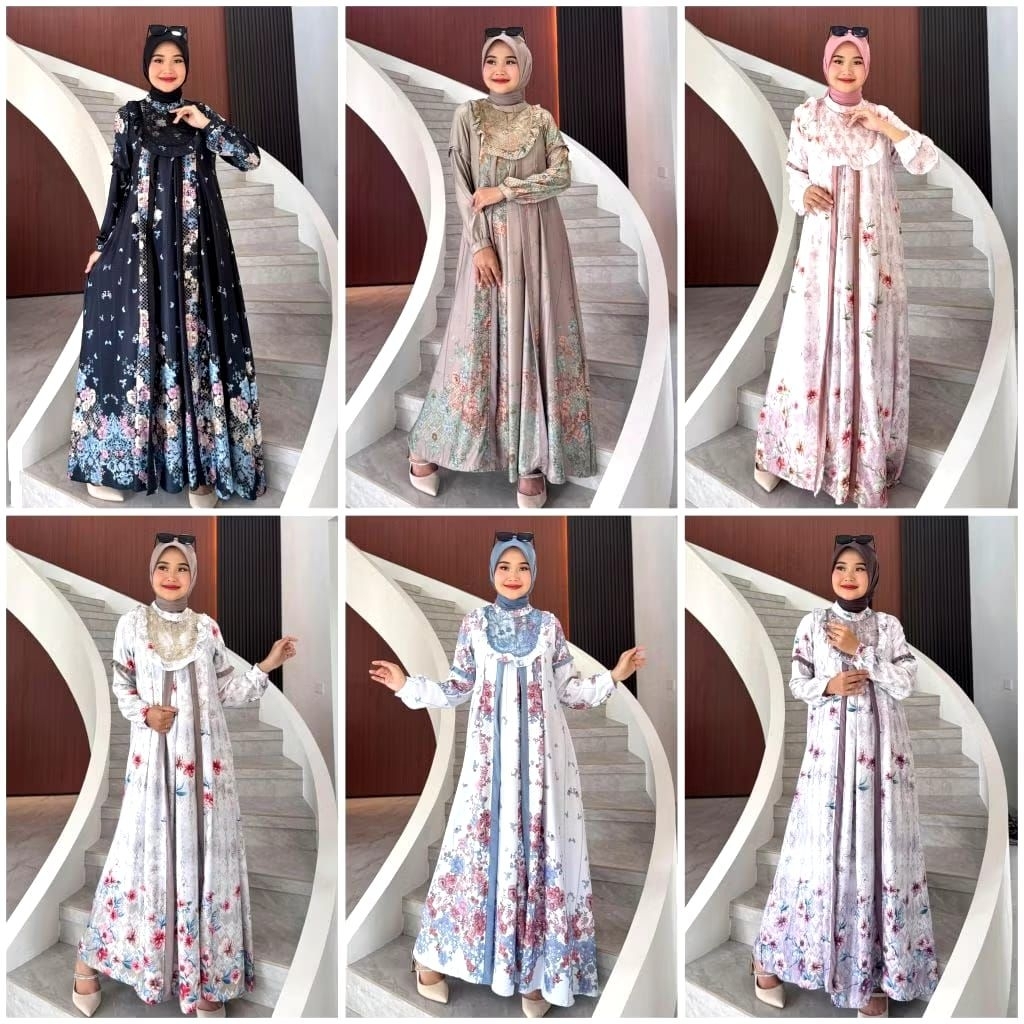Gamis Journey Granada Dress Journey / Gamis Muslimah Journey Mewah Terbaru Motif Printing