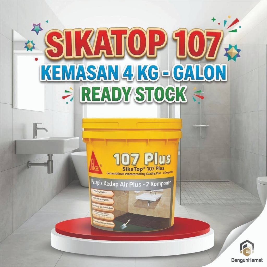 SikaTop 107 Plus 4kg - Pelapis Anti Bocor Waterproofing Dak Beton Kamar Mandi Sika Top 107 Seal Set
