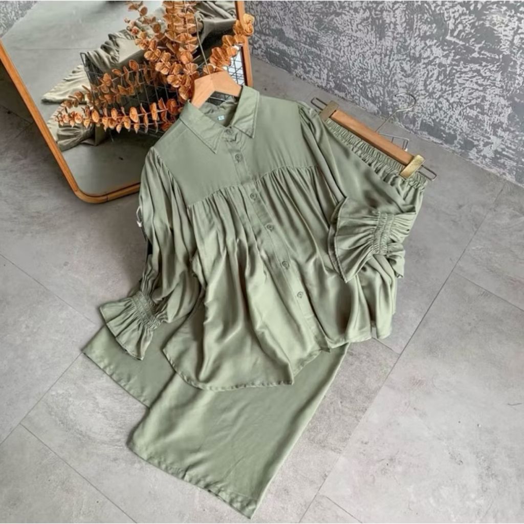 Setelan Wanita Rayon Twill polos Premium one set wanita