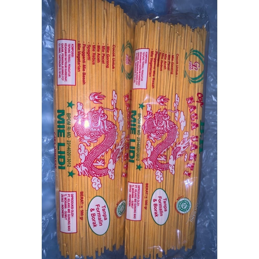 PAKET 2 (1 KG)  MIE LIDI / MIE GOMAK/MIE MEDAN/CAP NAGA