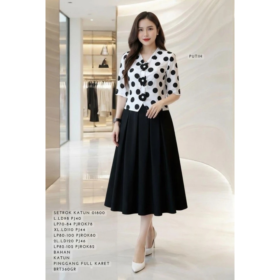 SET ROK WANITA DEWASA 01800 BAHAN KATUN TERSEDIA UKURAN STANDAR DAN JUMBO