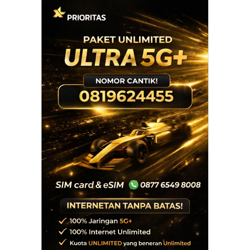 XL Prioritas 10  Digit - 12 Digit. Kuota UNLIMITED 30Hari