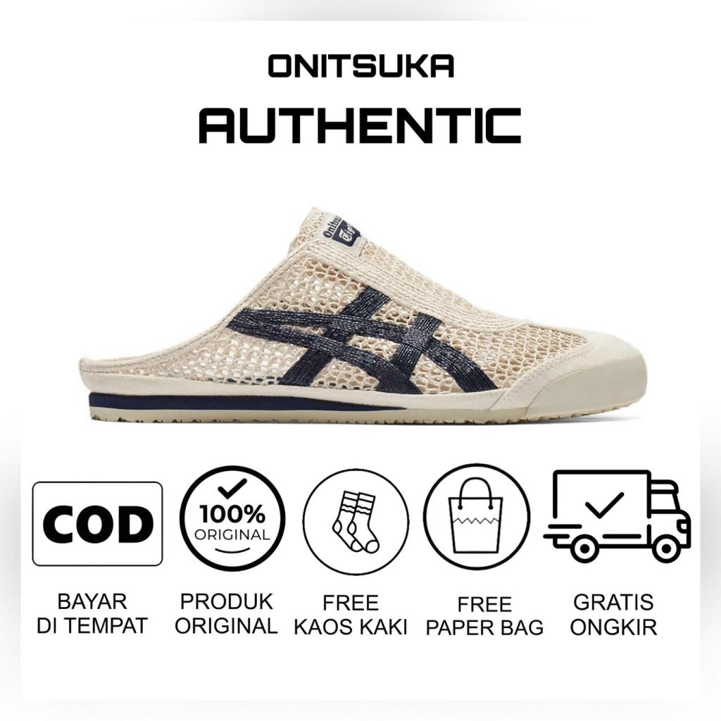 Sepatu Onitsuka Tiger Mexico 66 Sabot Cream Navy Original / Sepatu Wanita / Sandal Wanita / Sneakers
