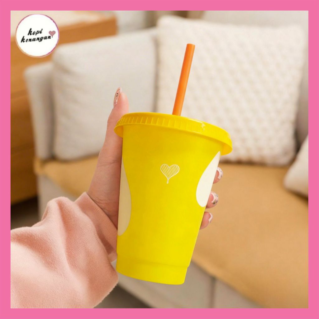 Tumbler Botol Minum Kopi Kenangan Raindrop Cups 470ml Gelas Tumbler/Gelas Tutup Color Yellow
