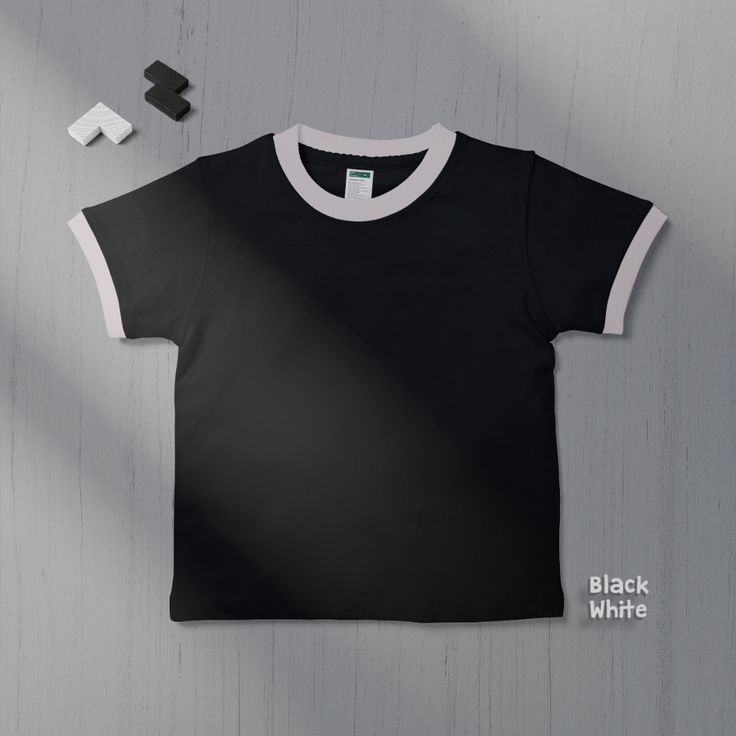 Streetwear Tshirt Ringer Tee Black & White Pria Wanita Casual / Baju Kaos Oblong 100% Katun Tebal