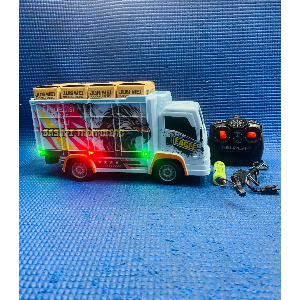 Bintang RC Mainan Anak Mobil Remote Control Truck Dump Tronton Batre Cash Nyala Lampu Kemasan Box