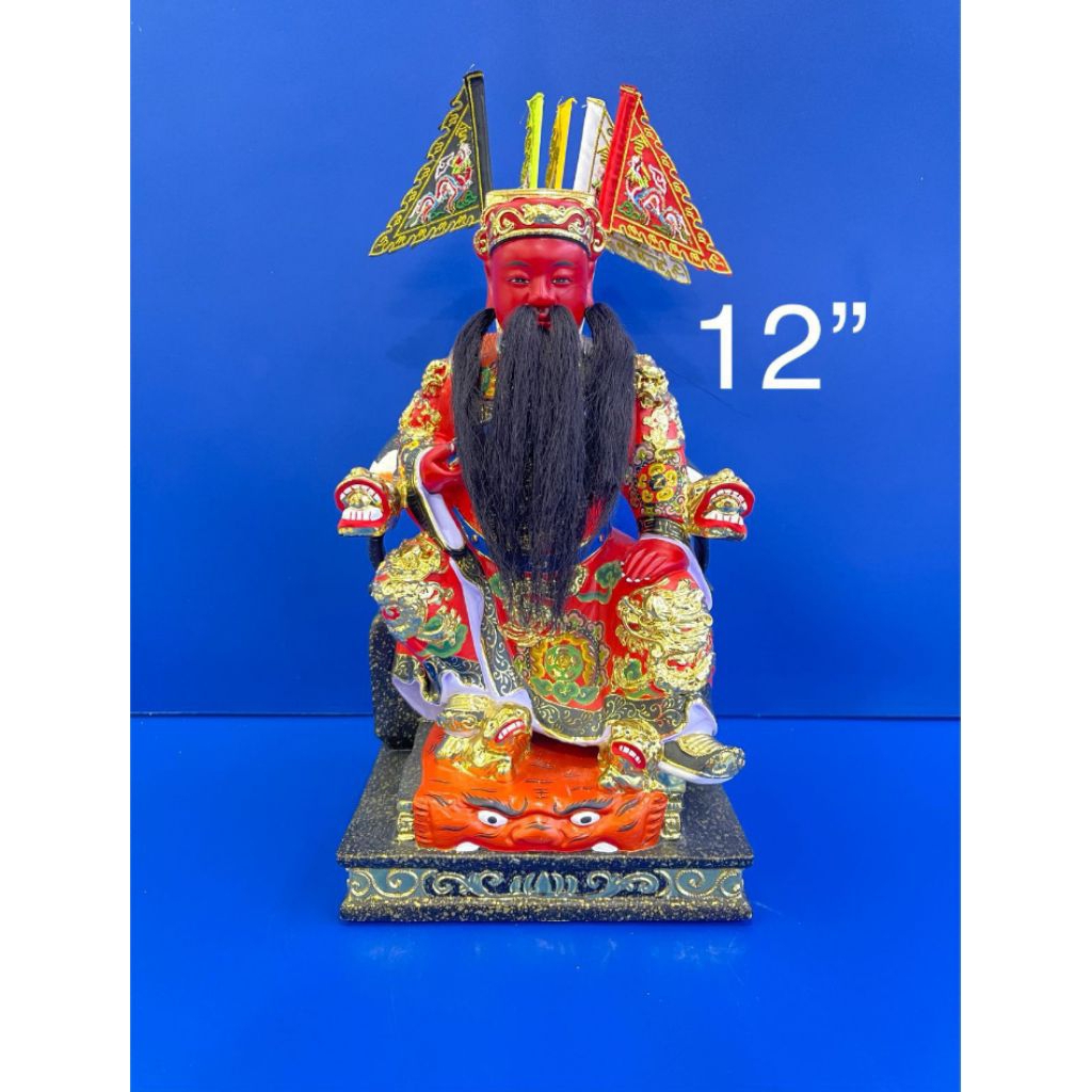 patung dewa sam ong hu - kayu - 12inch