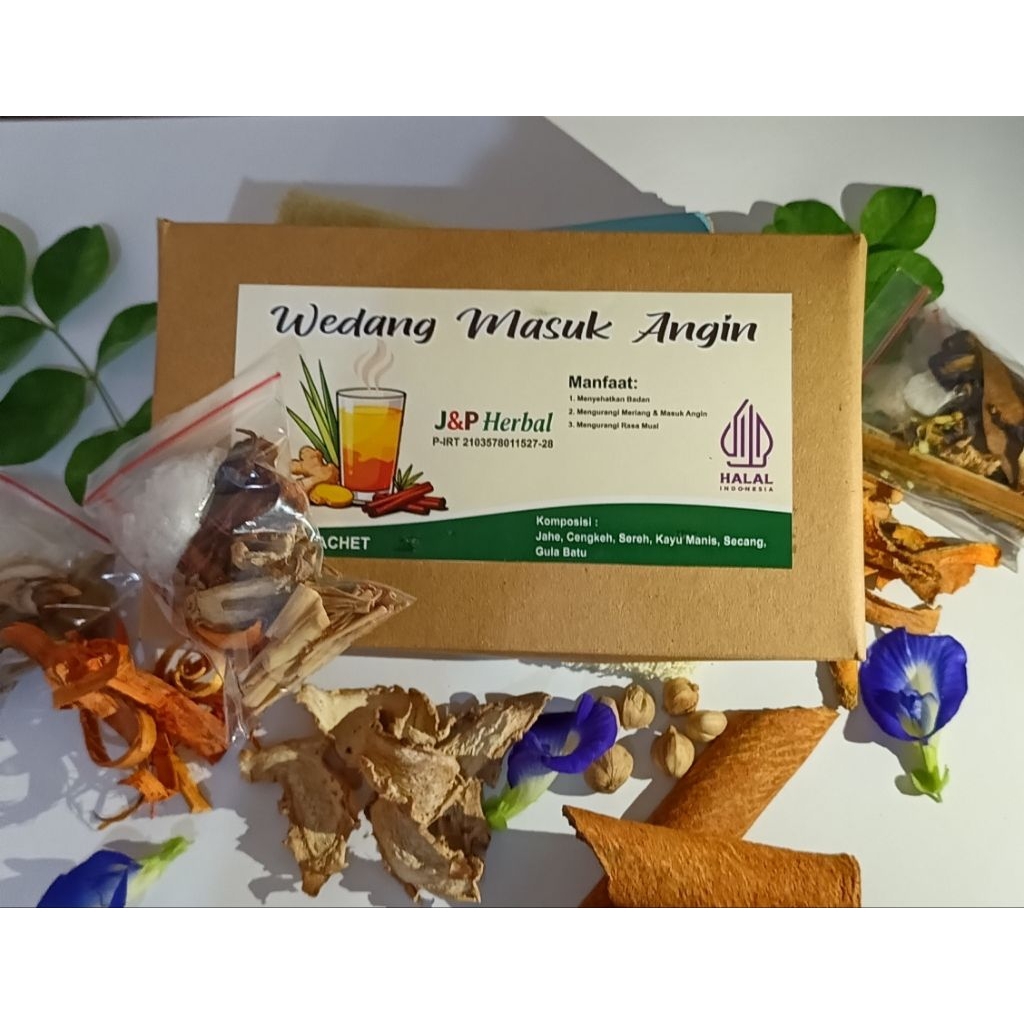 Wedang masuk angin 10 bungkus rempah premium J&P herbal komplit dengan gula