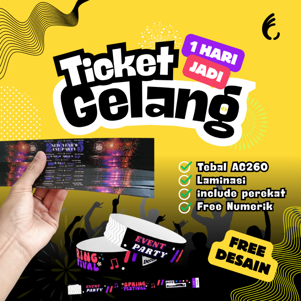 GELANG TIKET CUSTOM / TIKET GELANG KONSER / TIKET MASUK PLAYGROUND KOLAM RENANG /